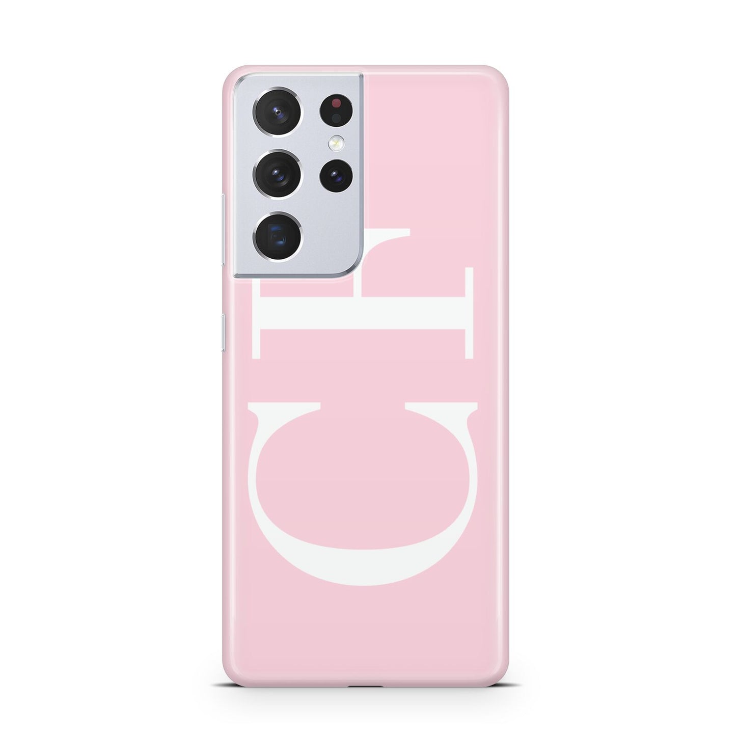 Personalised Pink White Side Initials Samsung S21 Ultra Case