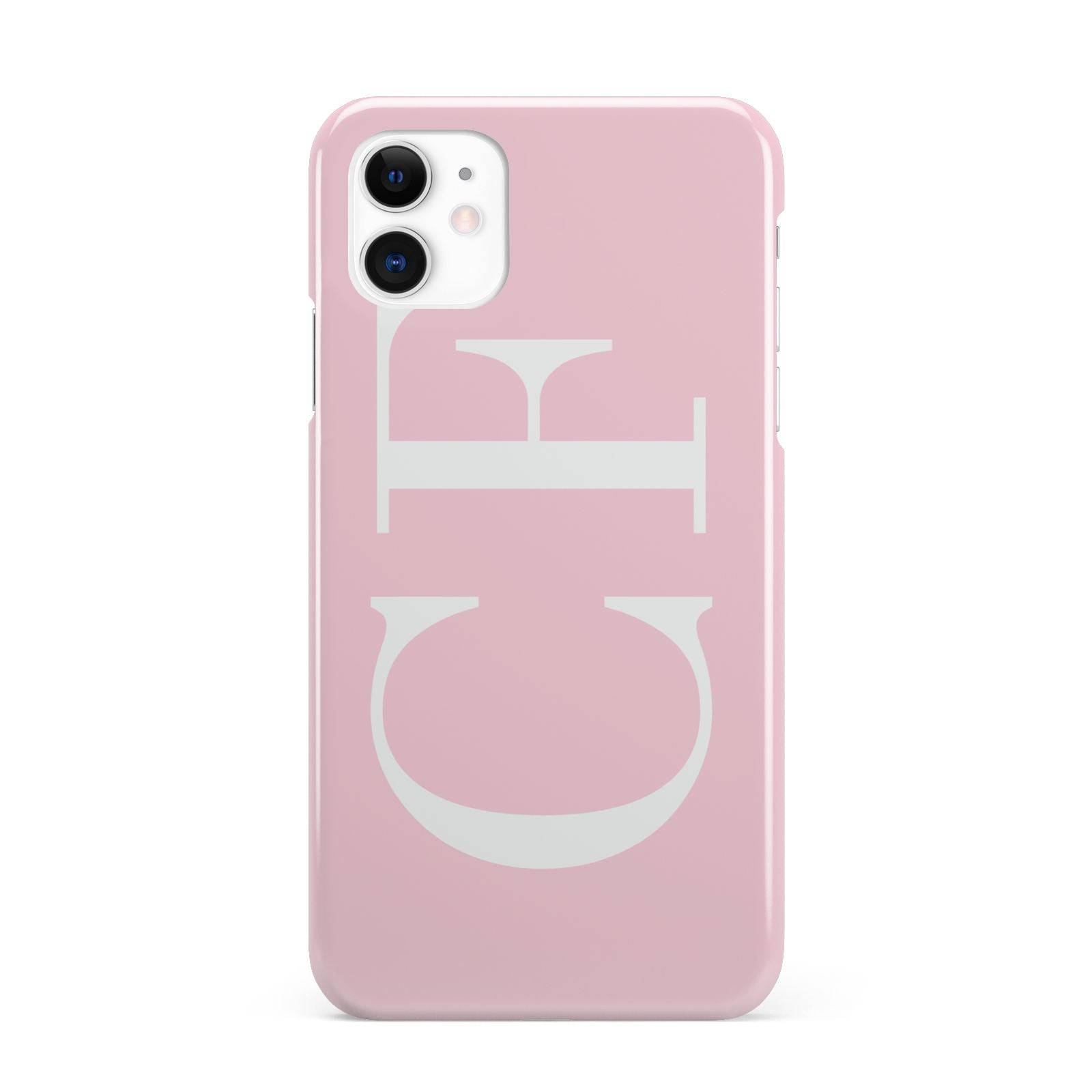 Personalised Pink White Side Initials iPhone 11 3D Snap Case