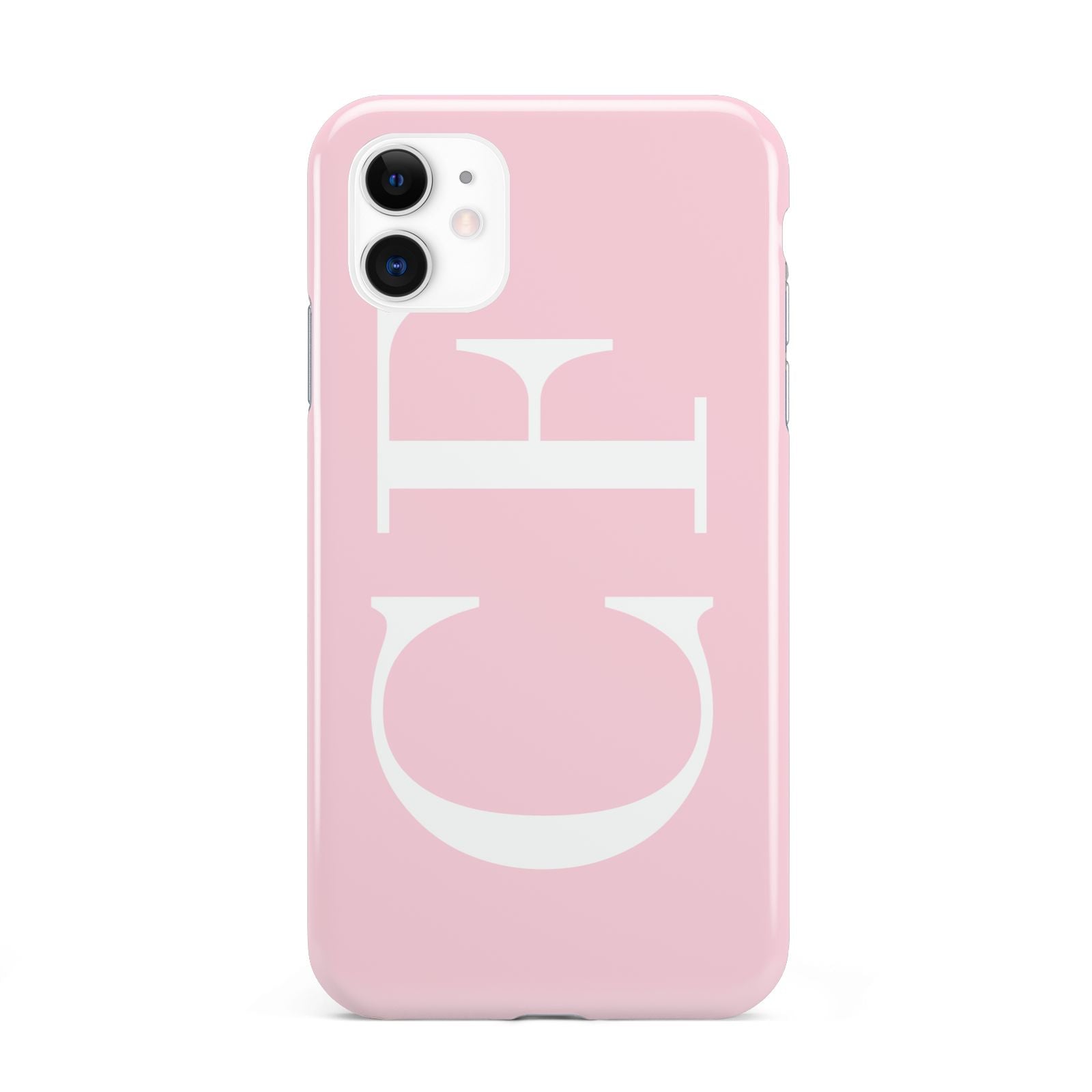 Personalised Pink White Side Initials iPhone 11 3D Tough Case