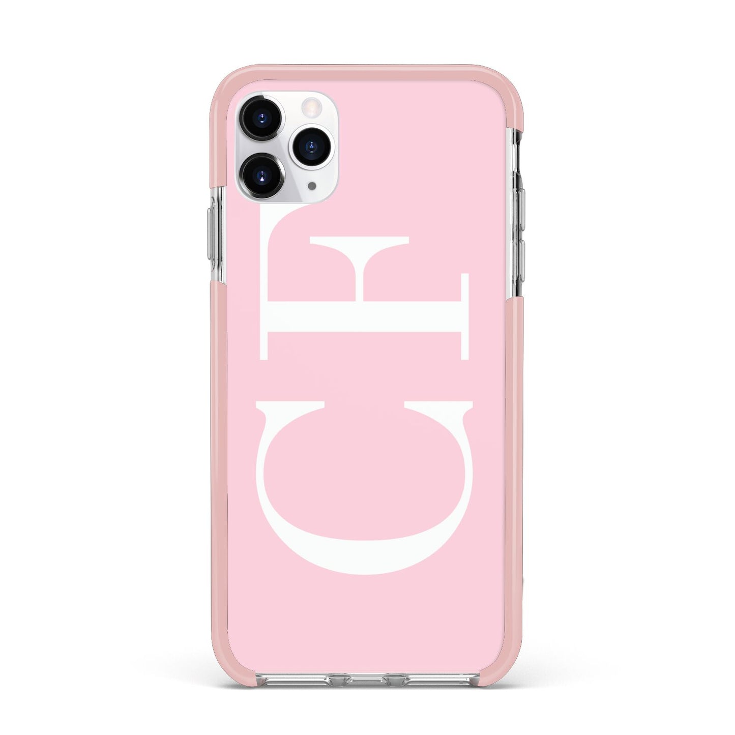 Personalised Pink White Side Initials iPhone 11 Pro Max Impact Pink Edge Case