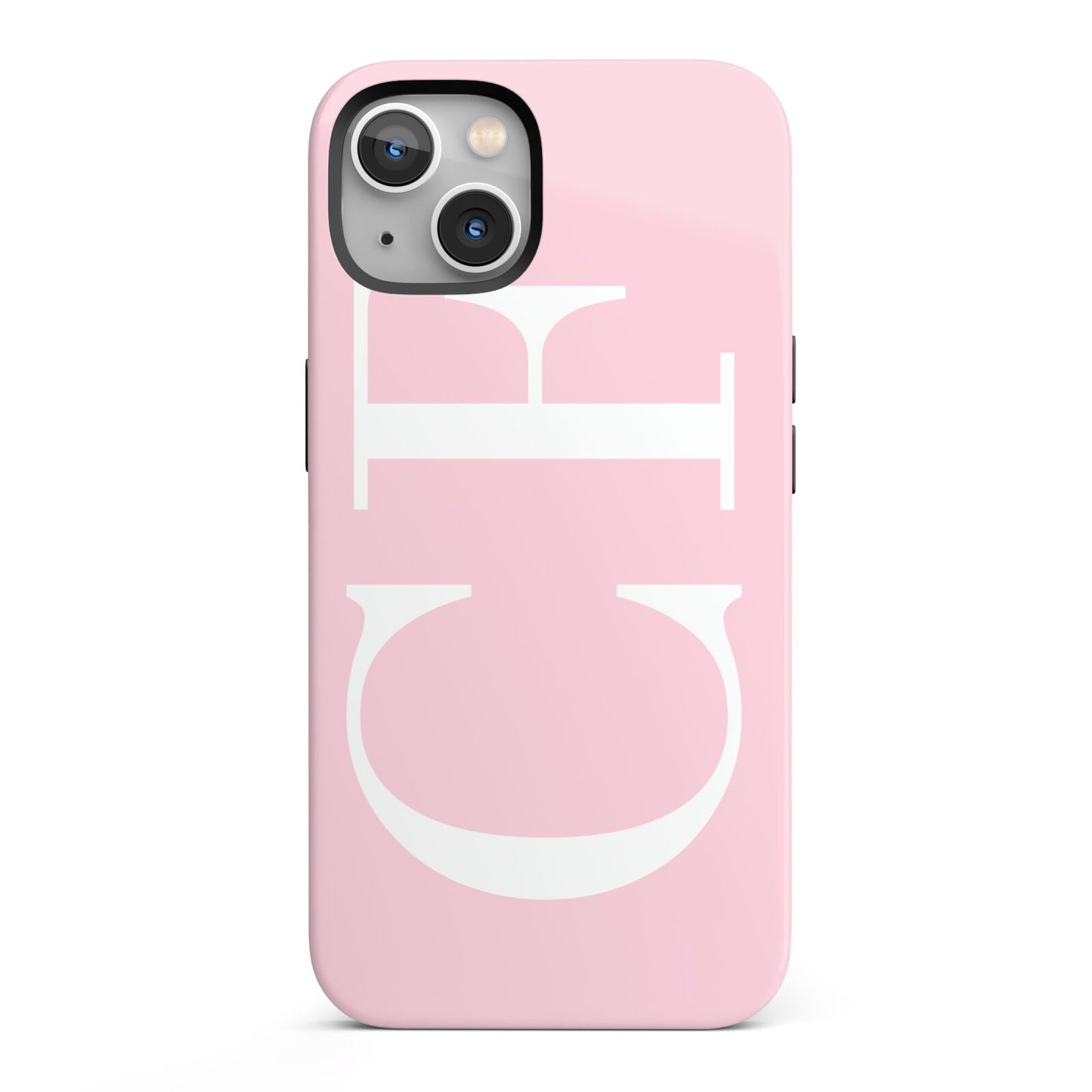 Personalised Pink White Side Initials iPhone 13 Full Wrap 3D Tough Case