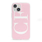 Personalised Pink White Side Initials iPhone 13 Mini Clear Bumper Case