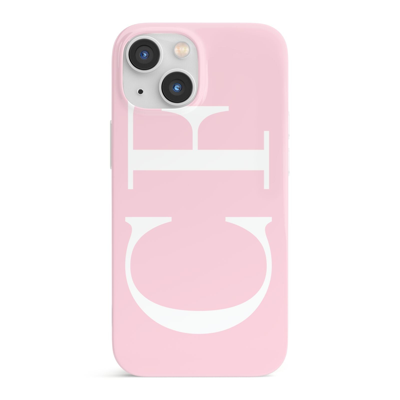 Personalised Pink White Side Initials iPhone 13 Mini Full Wrap 3D Snap Case