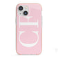 Personalised Pink White Side Initials iPhone 13 Mini TPU Impact Case with Pink Edges
