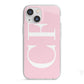 Personalised Pink White Side Initials iPhone 13 Mini TPU Impact Case with White Edges
