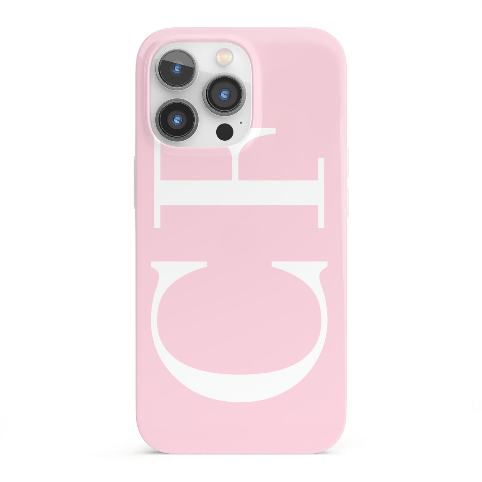 Personalised Pink White Side Initials iPhone 13 Pro Full Wrap 3D Snap Case