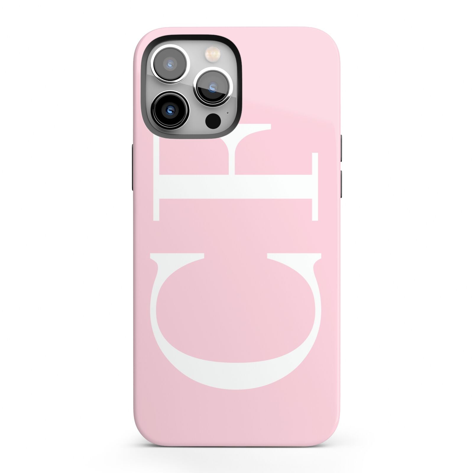 Personalised Pink White Side Initials iPhone 13 Pro Max Full Wrap 3D Tough Case