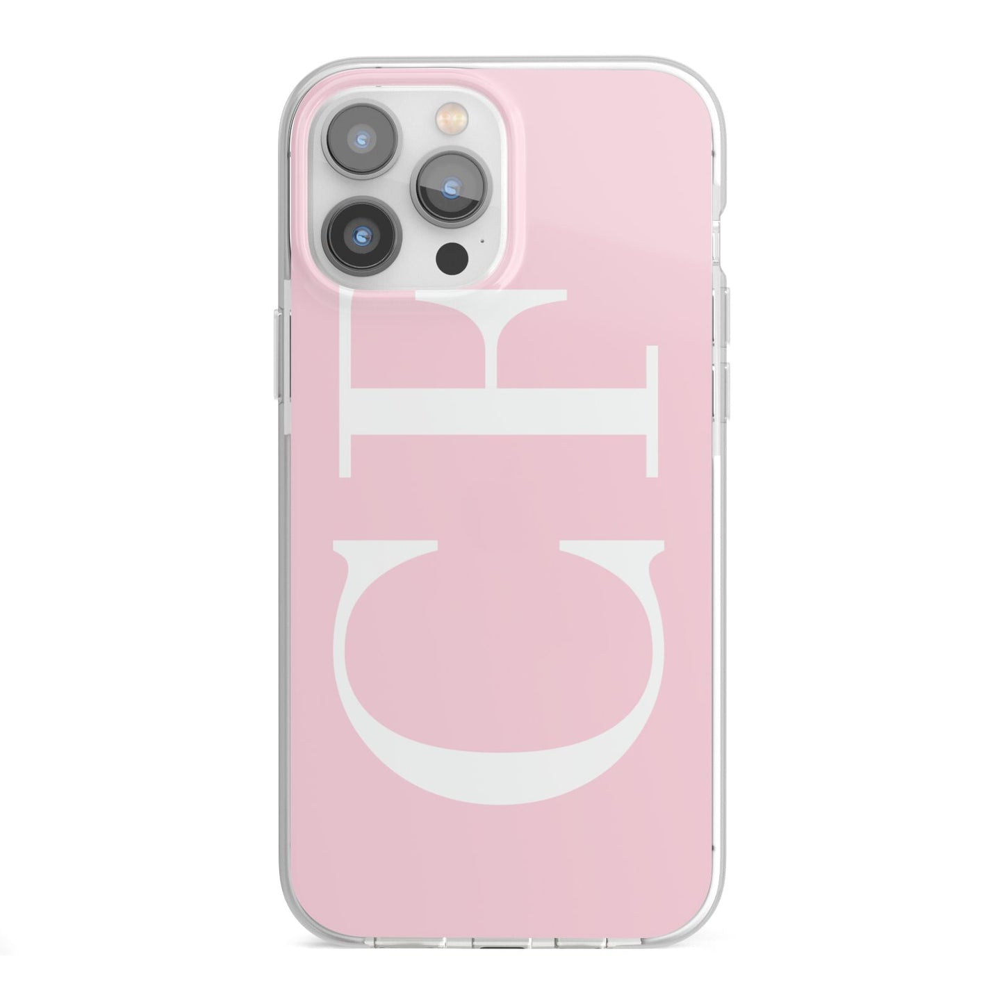 Personalised Pink White Side Initials iPhone 13 Pro Max TPU Impact Case with White Edges