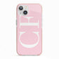 Personalised Pink White Side Initials iPhone 13 TPU Impact Case with Pink Edges