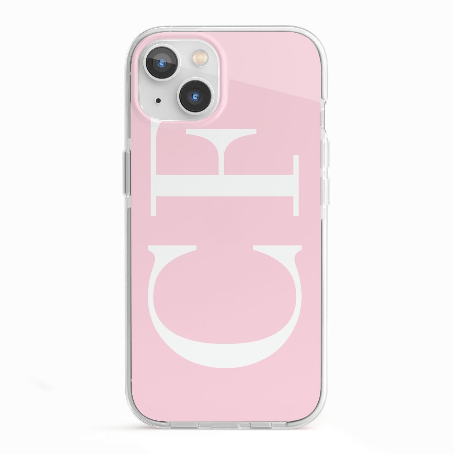 Personalised Pink White Side Initials iPhone 13 TPU Impact Case with White Edges