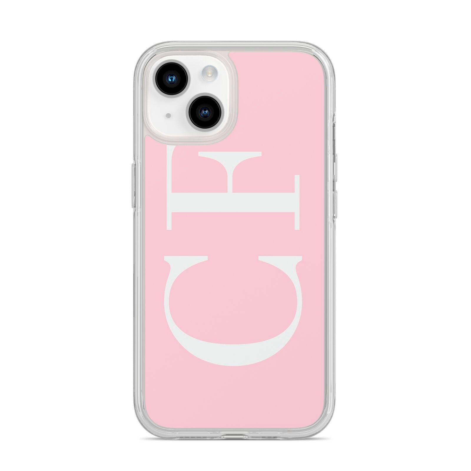 Personalised Pink White Side Initials iPhone 14 Clear Tough Case Starlight