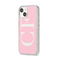 Personalised Pink White Side Initials iPhone 14 Glitter Tough Case Starlight Angled Image