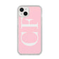 Personalised Pink White Side Initials iPhone 14 Plus Glitter Tough Case Starlight