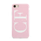 Personalised Pink White Side Initials iPhone 8 3D Tough Case on Gold Phone