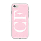 Personalised Pink White Side Initials iPhone 8 Bumper Case on Silver iPhone