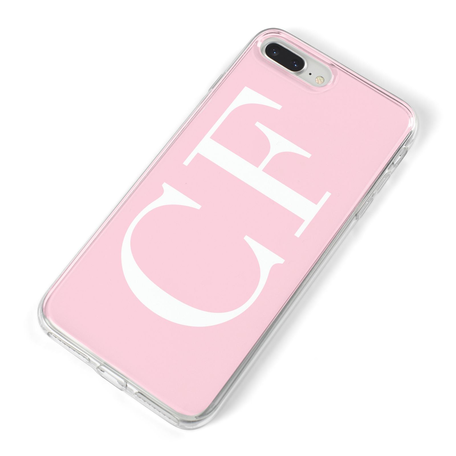 Personalised Pink White Side Initials iPhone 8 Plus Bumper Case on Silver iPhone Alternative Image