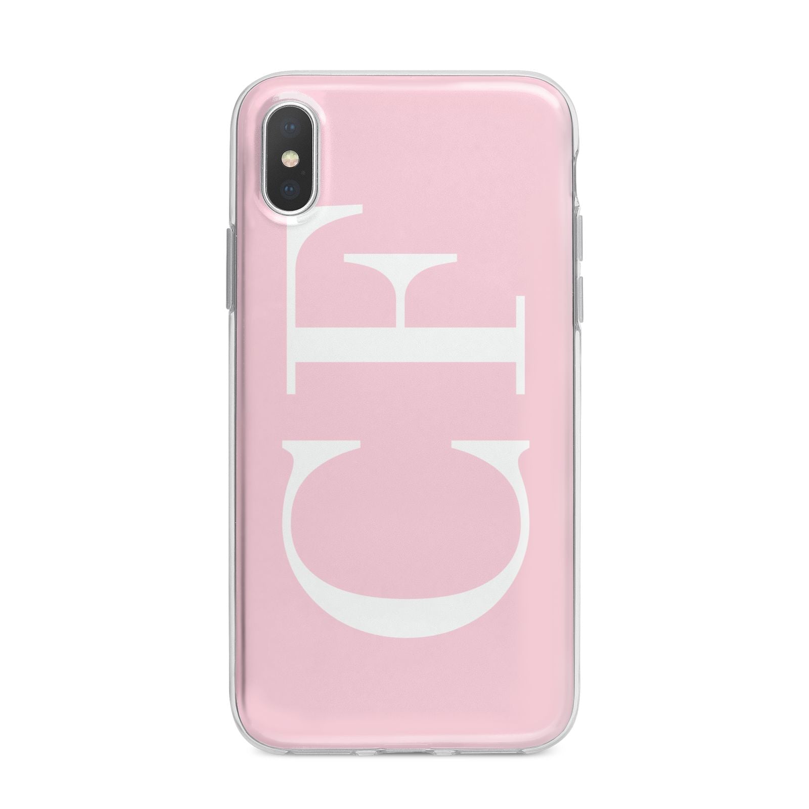 Personalised Pink White Side Initials iPhone X Bumper Case on Silver iPhone Alternative Image 1