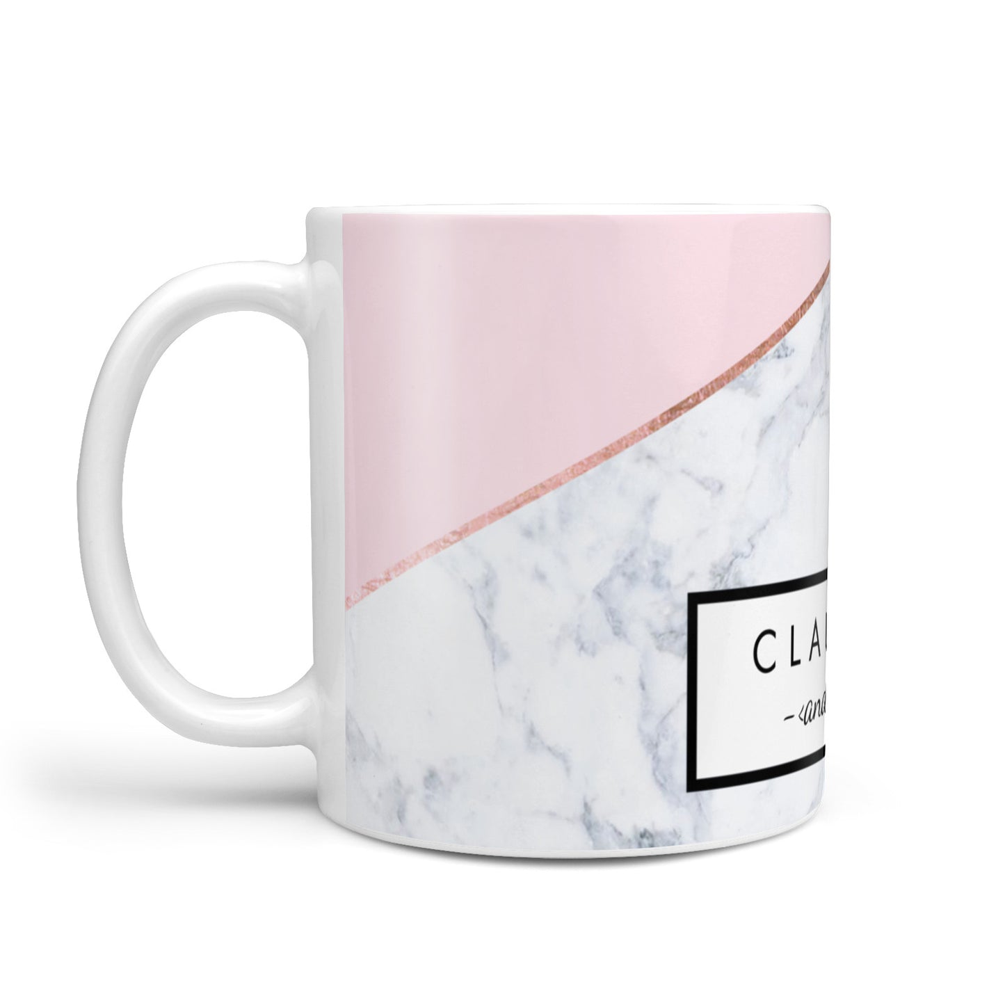 Personalised Pink With Marble Initials Name 10oz Mug Alternative Image 1