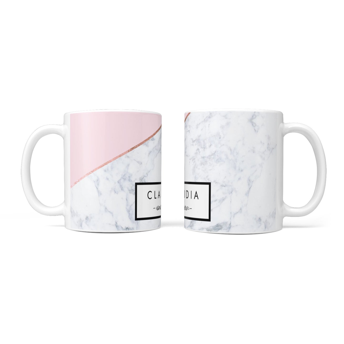 Personalised Pink With Marble Initials Name 10oz Mug Alternative Image 3
