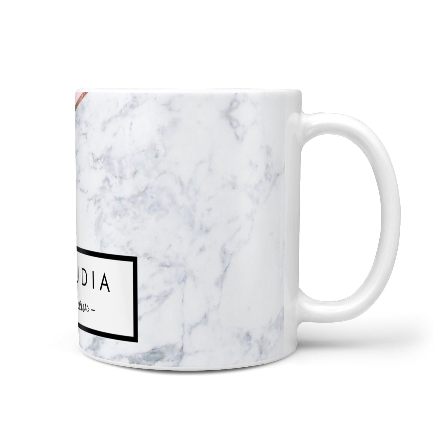 Personalised Pink With Marble Initials Name 10oz Mug