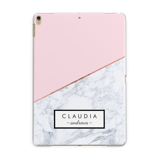 Personalised Pink With Marble Initials Name Apple iPad Gold Case