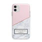 Personalised Pink With Marble Initials Name Apple iPhone 11 in White with Bumper Case