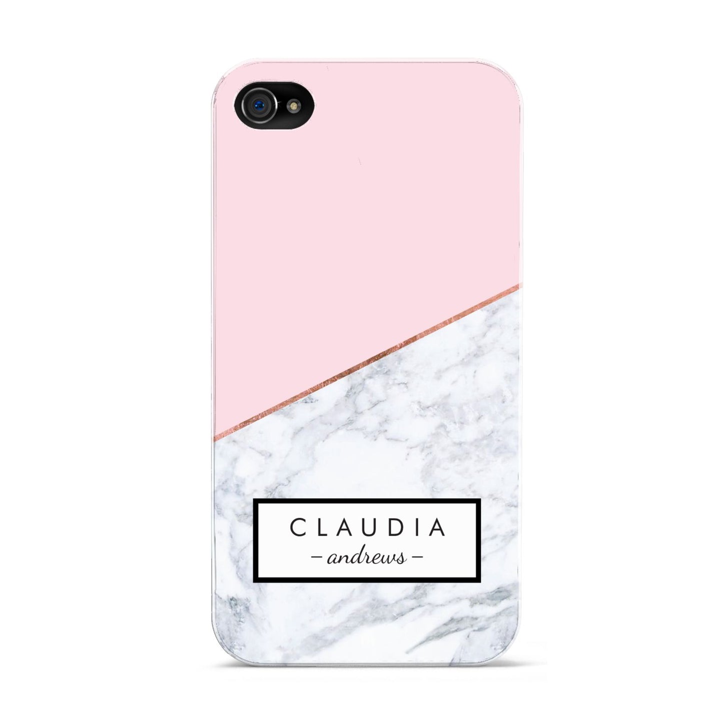 Personalised Pink With Marble Initials Name Apple iPhone 4s Case