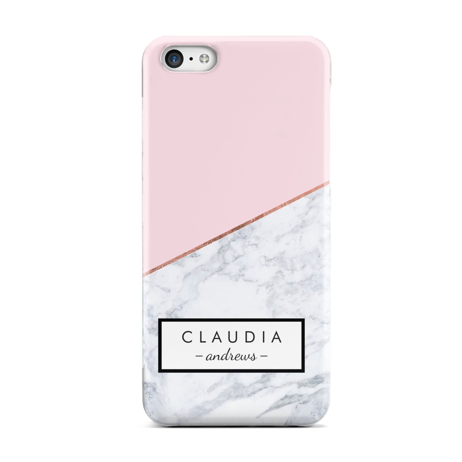 Personalised Pink With Marble Initials Name Apple iPhone 5c Case