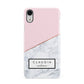 Personalised Pink With Marble Initials Name Apple iPhone XR White 3D Snap Case
