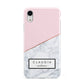 Personalised Pink With Marble Initials Name Apple iPhone XR White 3D Tough Case
