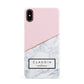 Personalised Pink With Marble Initials Name Apple iPhone Xs Max 3D Snap Case