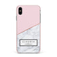 Personalised Pink With Marble Initials Name Apple iPhone Xs Max Impact Case Pink Edge on Black Phone
