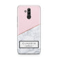 Personalised Pink With Marble Initials Name Huawei Mate 20 Lite