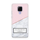 Personalised Pink With Marble Initials Name Huawei Mate 20X Phone Case