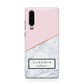 Personalised Pink With Marble Initials Name Huawei P30 Phone Case