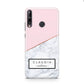 Personalised Pink With Marble Initials Name Huawei P40 Lite E Phone Case
