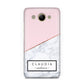 Personalised Pink With Marble Initials Name Huawei Y3 2017