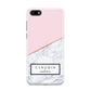 Personalised Pink With Marble Initials Name Huawei Y5 Prime 2018 Phone Case