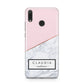 Personalised Pink With Marble Initials Name Huawei Y9 2019