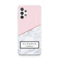 Personalised Pink With Marble Initials Name Samsung A32 5G Case
