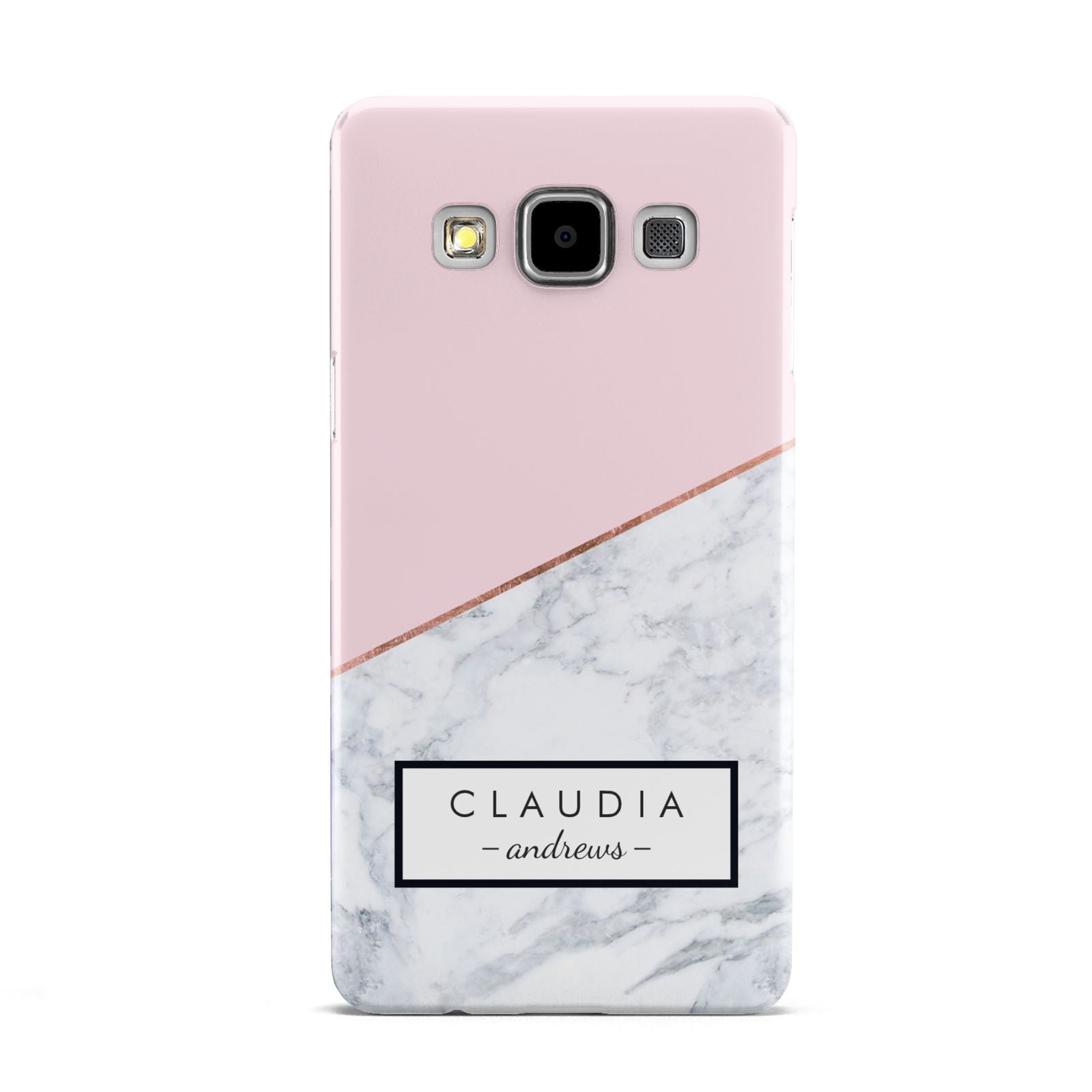 Personalised Pink With Marble Initials Name Samsung Galaxy A5 Case