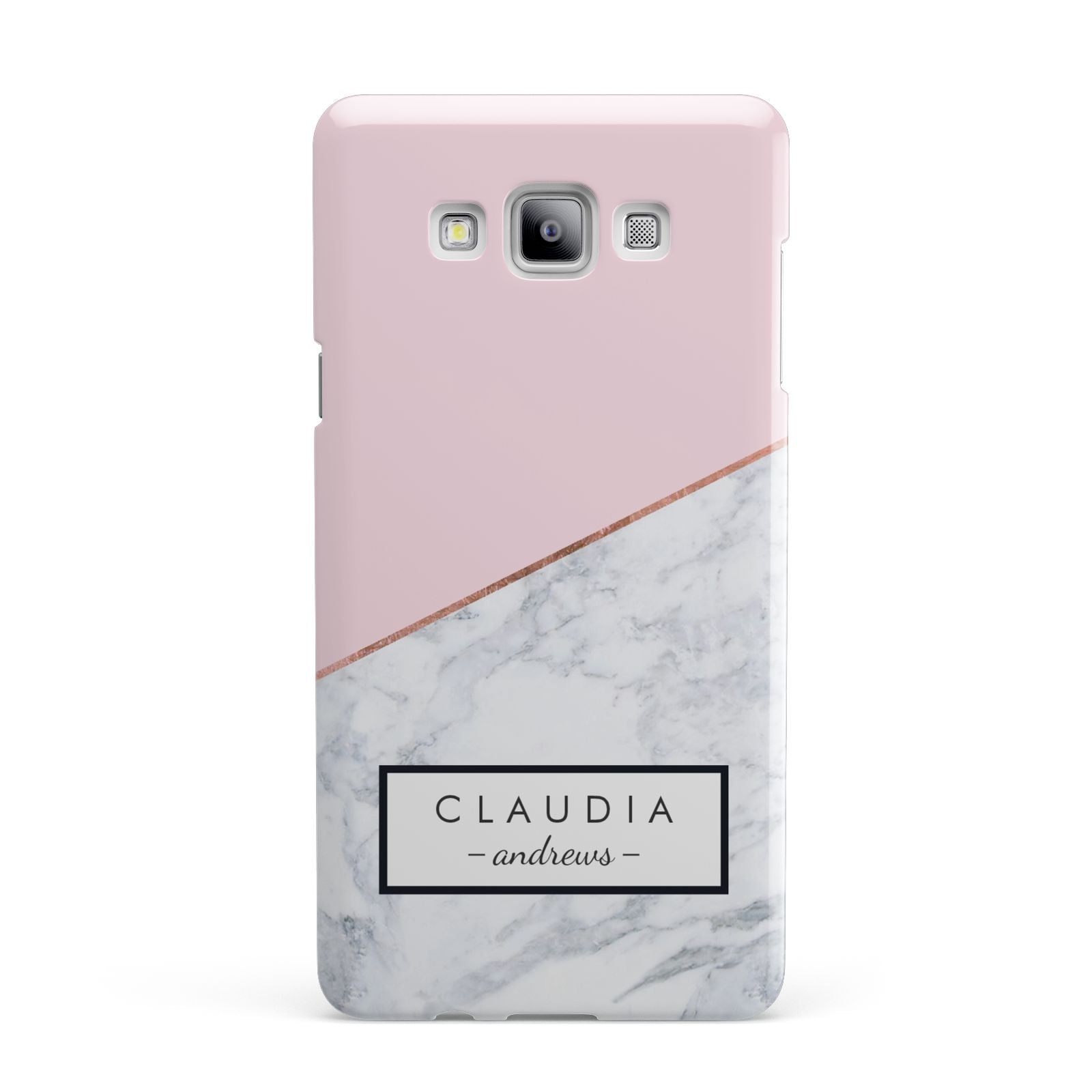 Personalised Pink With Marble Initials Name Samsung Galaxy A7 2015 Case