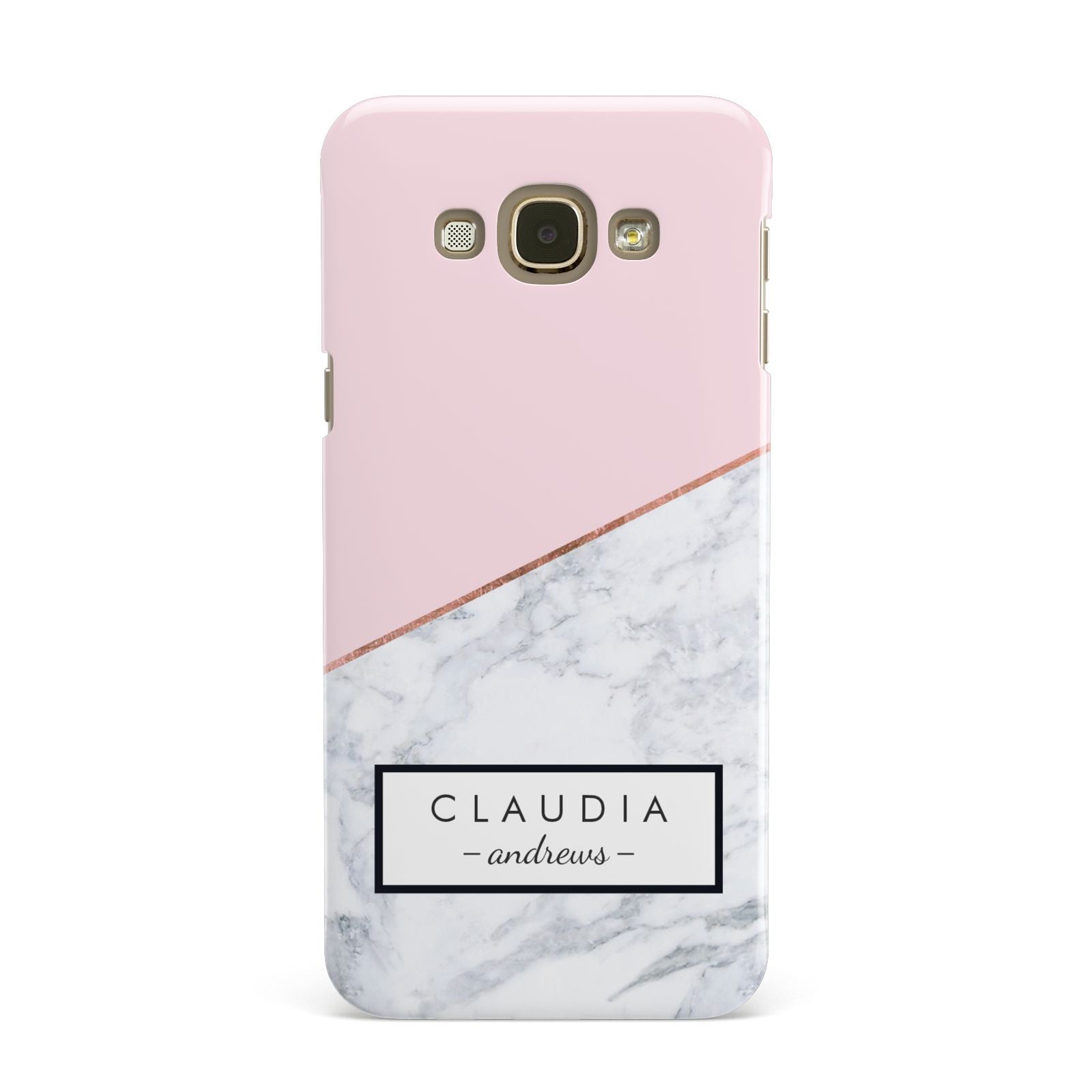 Personalised Pink With Marble Initials Name Samsung Galaxy A8 Case