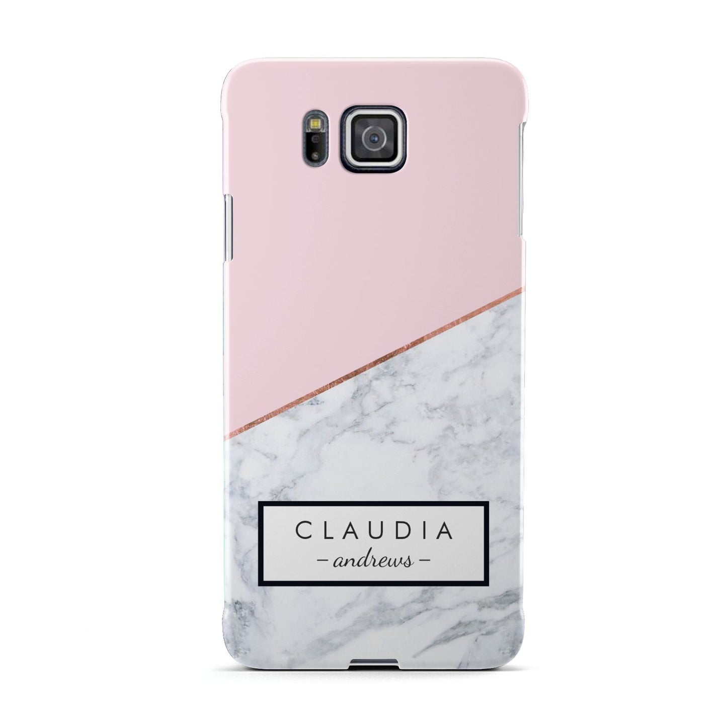 Personalised Pink With Marble Initials Name Samsung Galaxy Alpha Case
