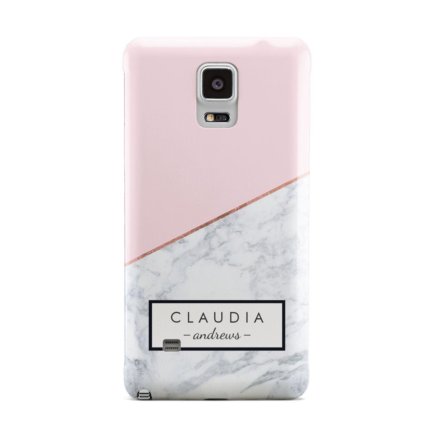 Personalised Pink With Marble Initials Name Samsung Galaxy Note 4 Case