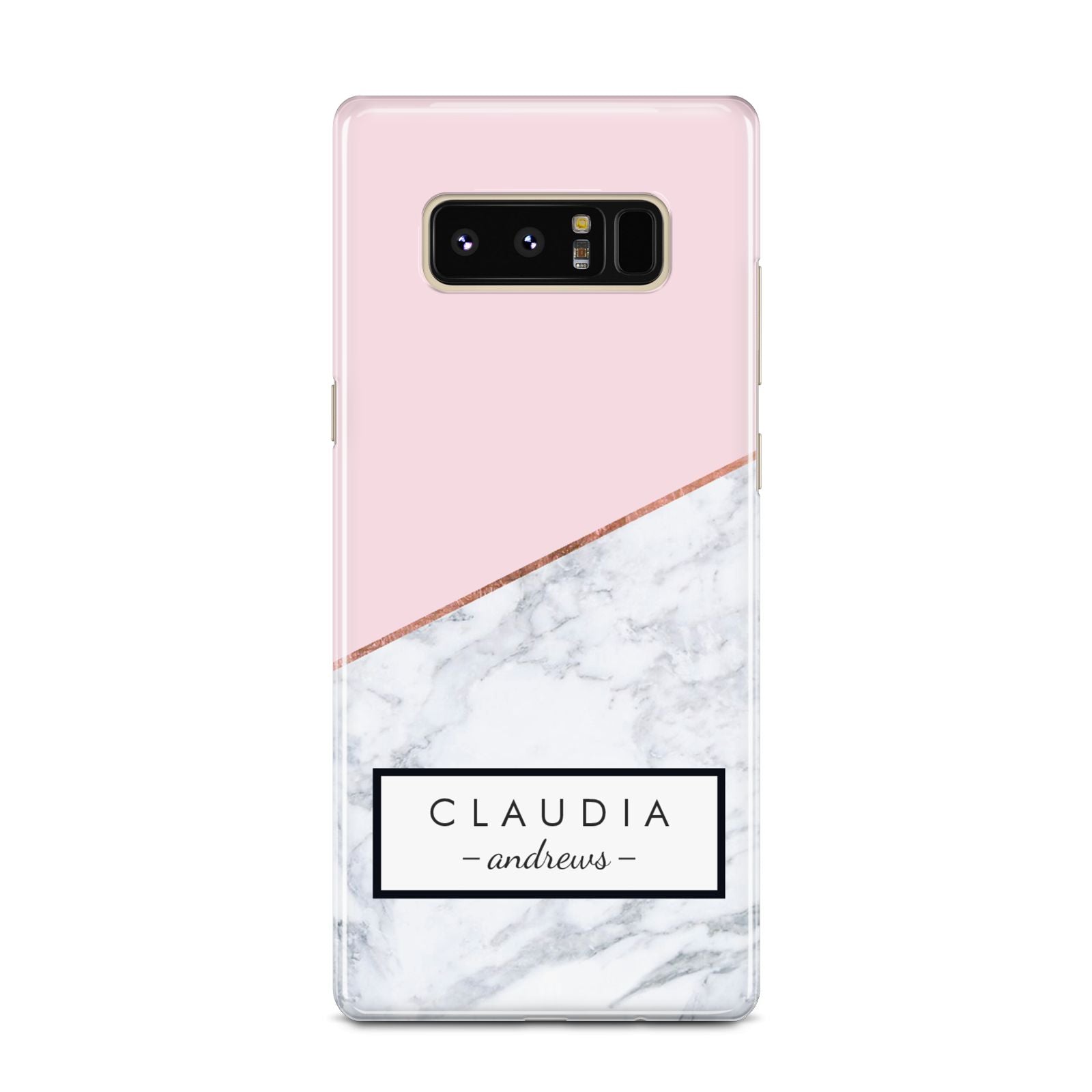 Personalised Pink With Marble Initials Name Samsung Galaxy Note 8 Case