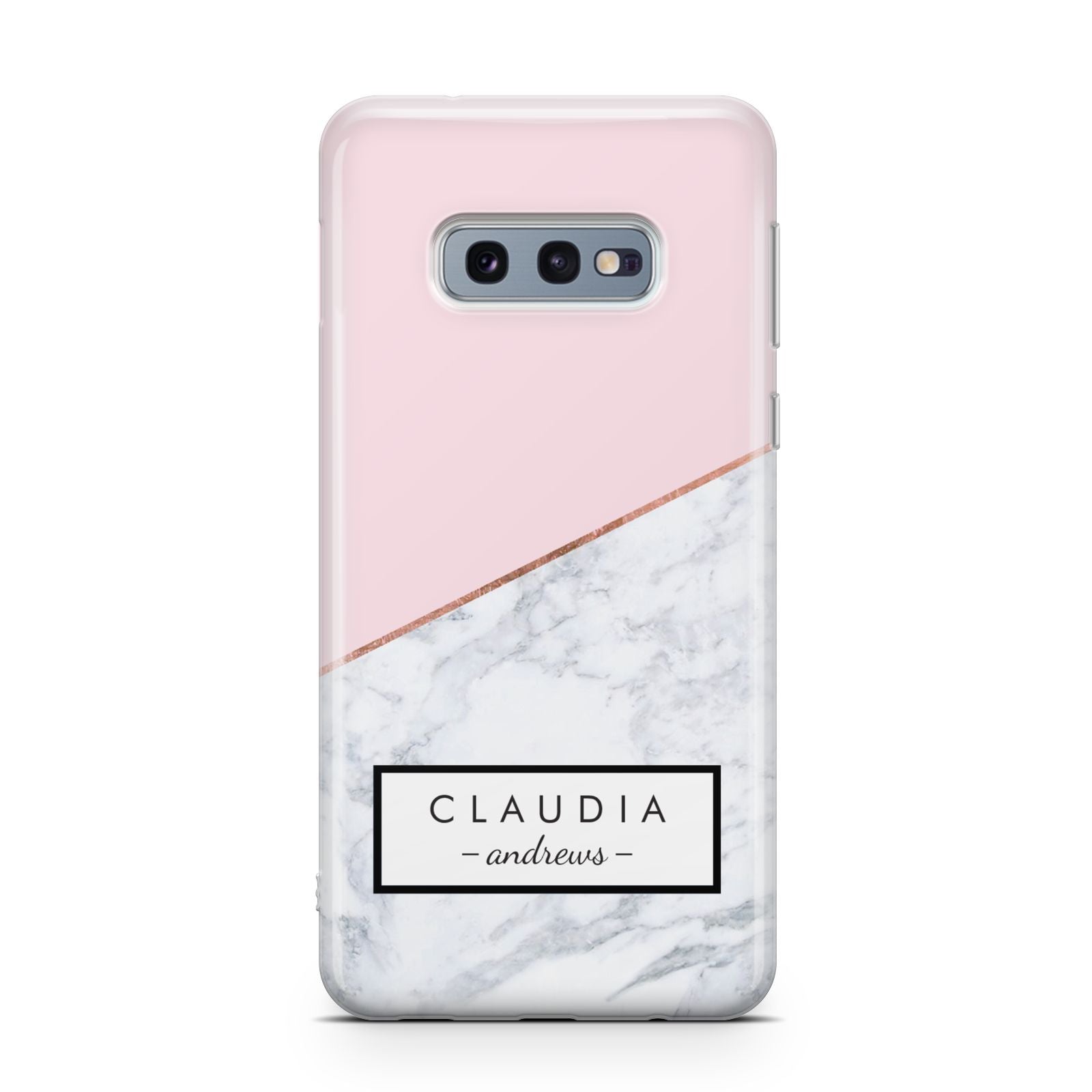 Personalised Pink With Marble Initials Name Samsung Galaxy S10E Case