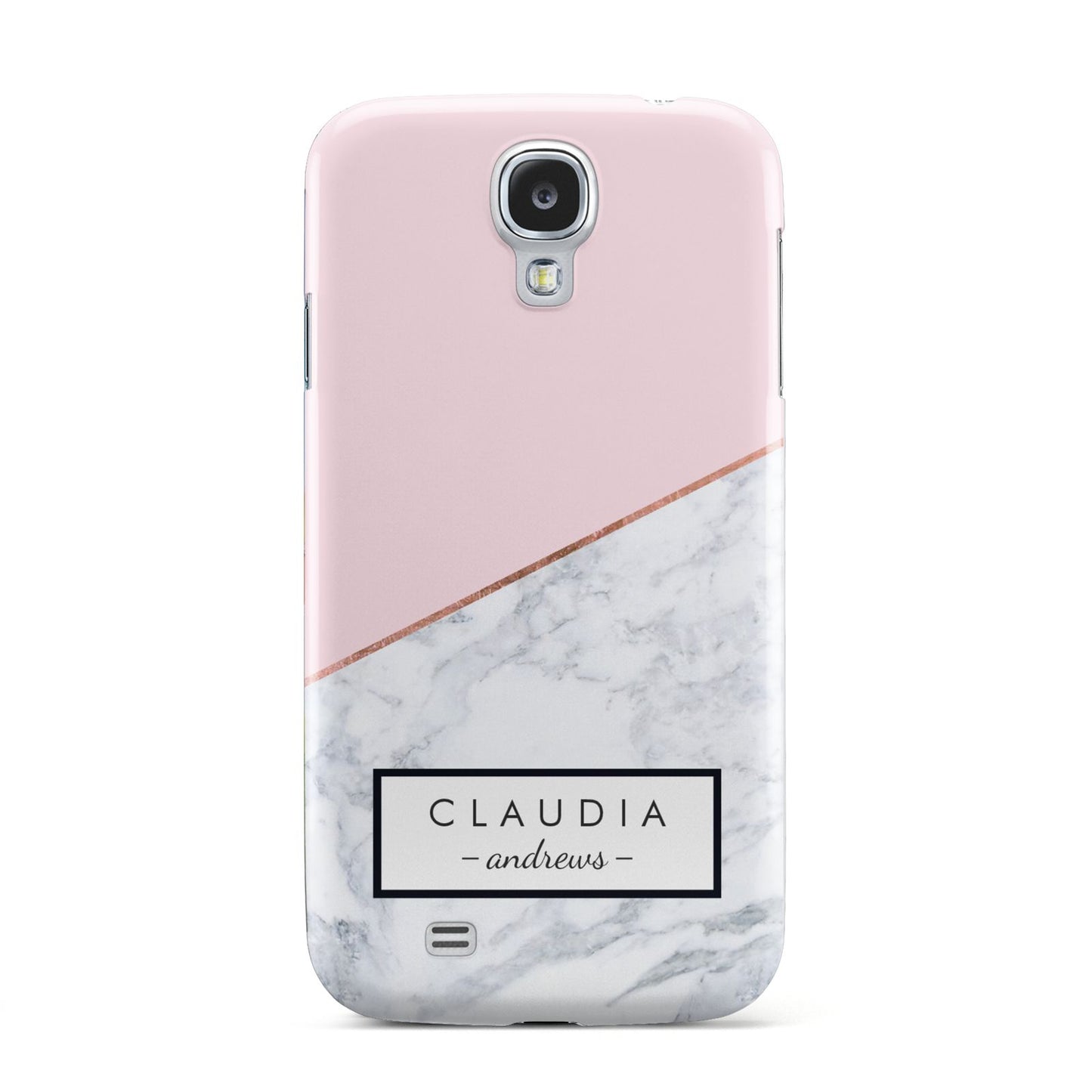 Personalised Pink With Marble Initials Name Samsung Galaxy S4 Case