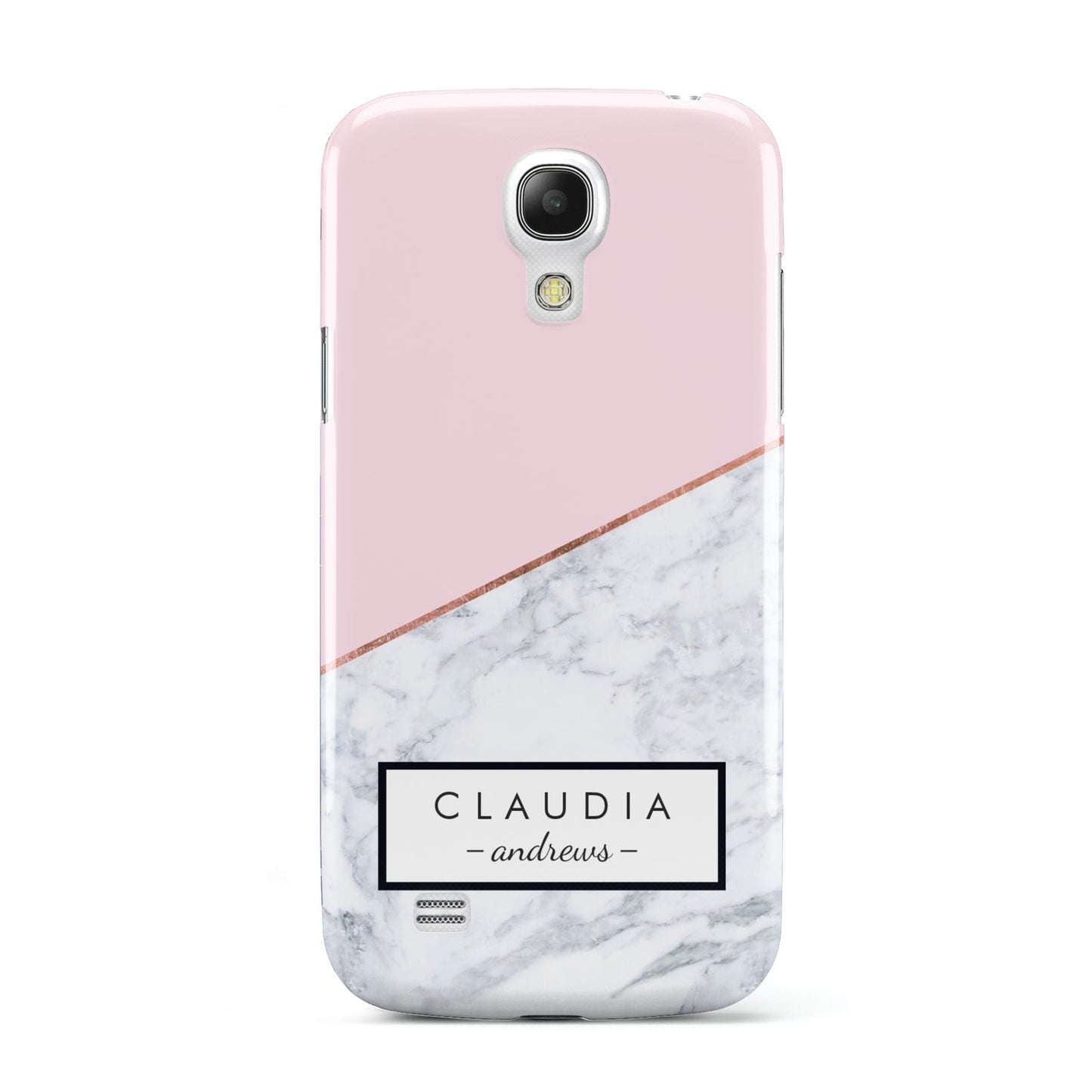 Personalised Pink With Marble Initials Name Samsung Galaxy S4 Mini Case