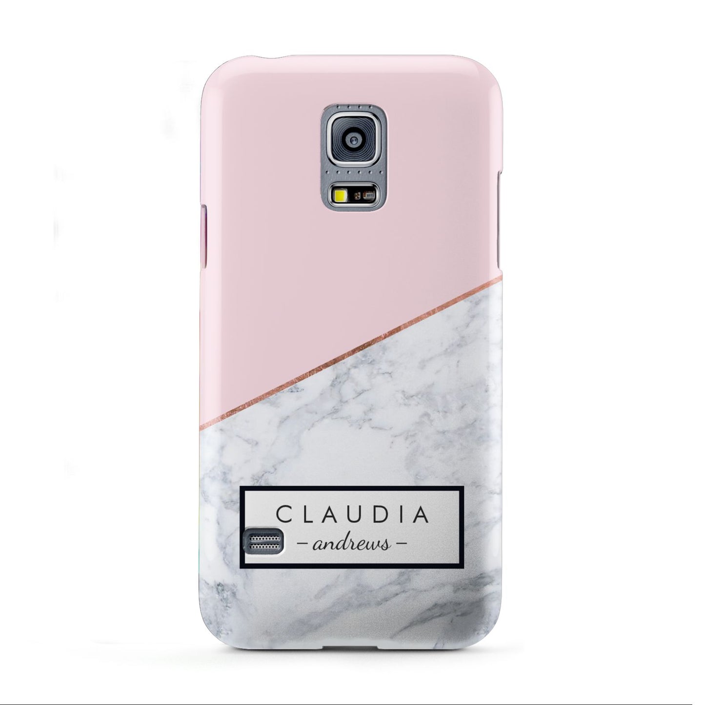 Personalised Pink With Marble Initials Name Samsung Galaxy S5 Mini Case